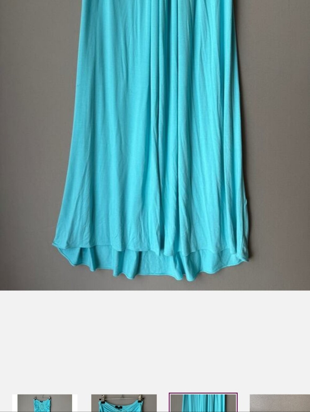Turquoise Strapless Maxi Dress with Crochet Accents - Picture 3 of 6